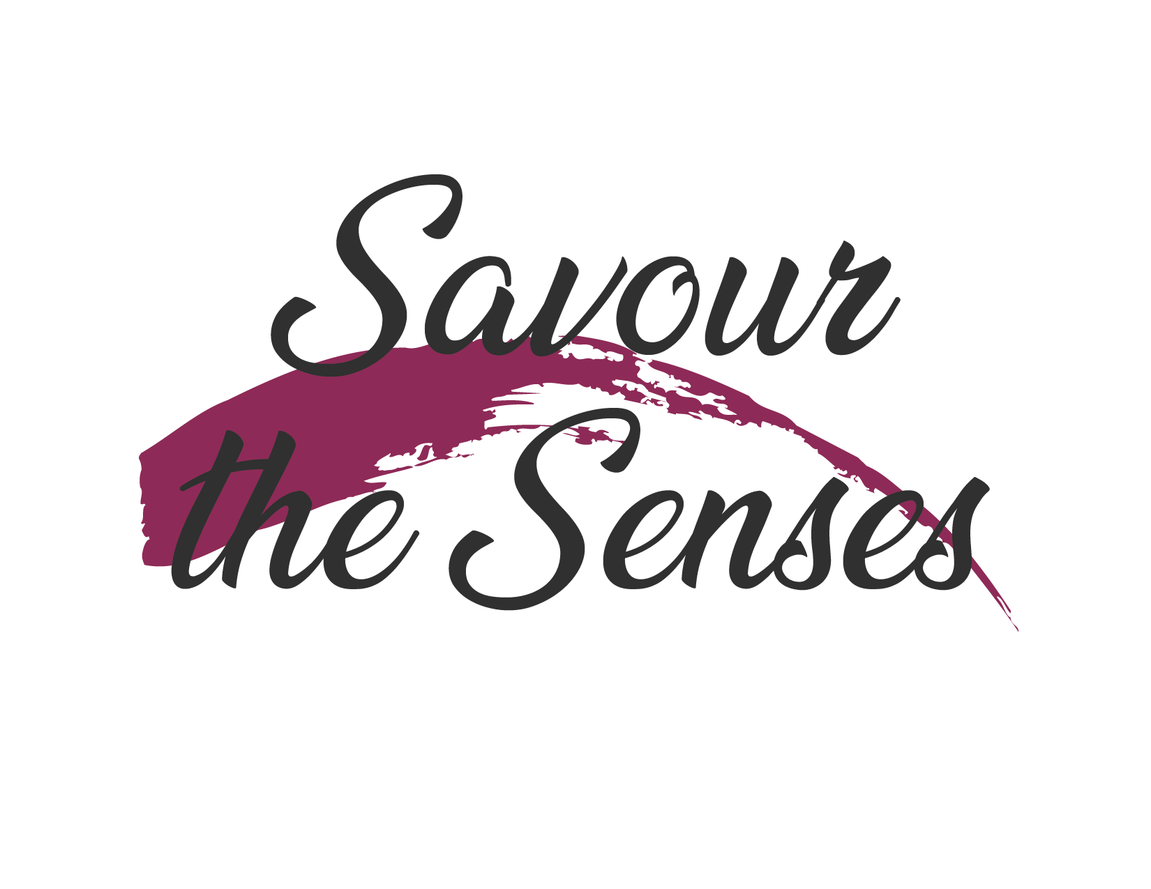 Savour the Senses Logo - Small-01 Savour the Senses logo with text in black and maroon swoosh