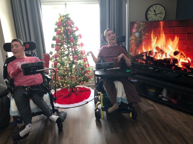 Scott (left) and Ian (right) with their Christmas tree