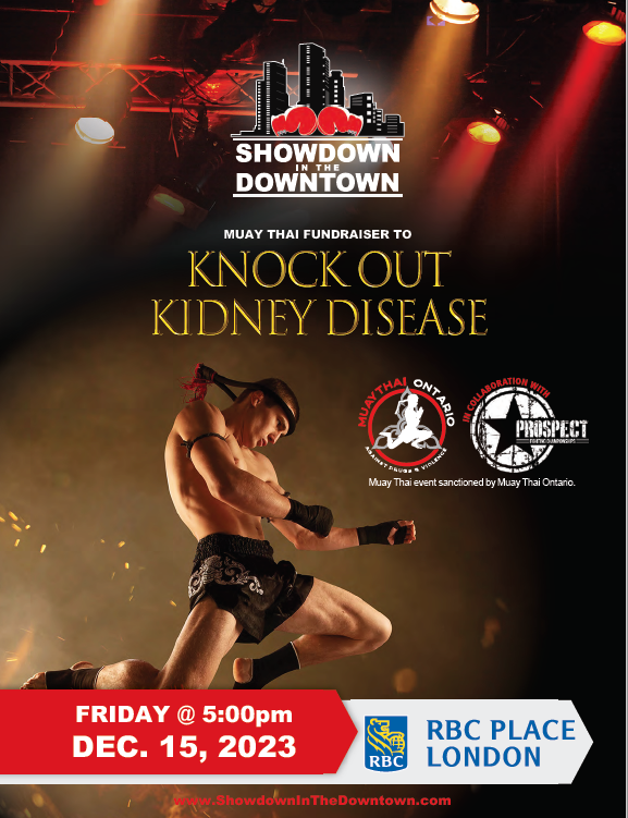 Showdown in the Downtown poster featuring image of Muay Thai fighter